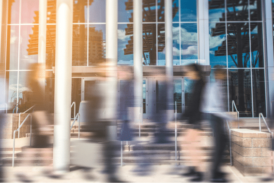 Blur motion photo of office workers commuting