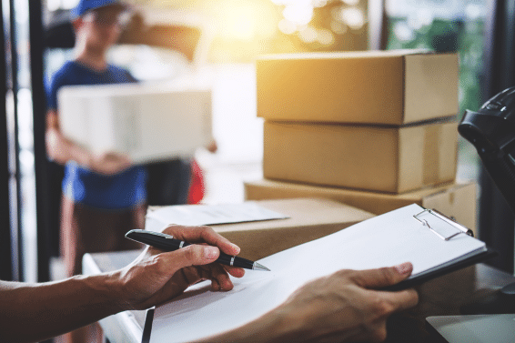 Email delivery in contracts illustration: person checking delivery before signing