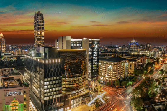 Sandton city johannesburg at night in Gauteng South Africa